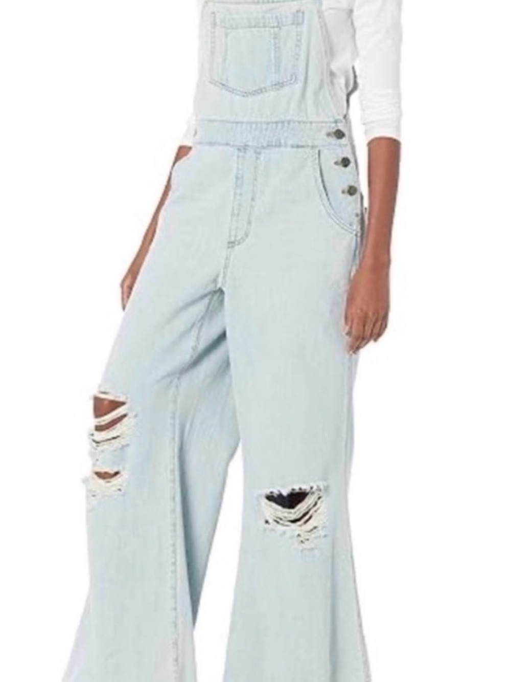 Show Me Your Mumu Trenton Overalls Faded Indigo Distressed Denim XS